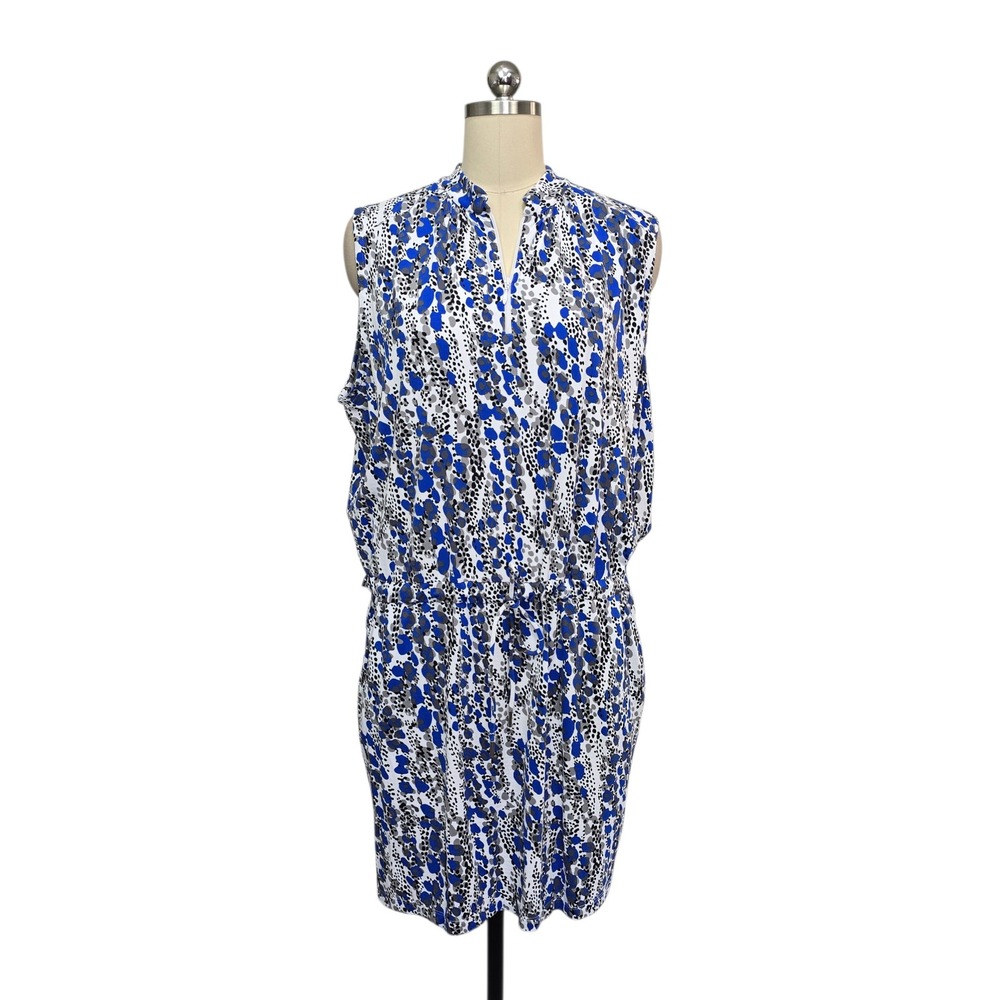 IBKUL Womens XL Blue Abstract Print Sleeveless Active‎ Golf Dress UPF 50+ IceFil